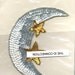 Vintage 1980's Star and Crescent Moon Applique Sequinned Patch, Celestial, Moons of Miami Moon Pie Lunar Art sewing sew crafting classic 80s design style fashion glitzy Moon and Stars Hollywood glamour creative project unique retro Collectible