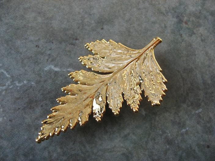 Real Leaf Brooch Pin Pendant Necklace - Fern - 24K Gold