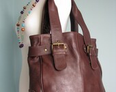 Stunning Large Brown Leather Handbag Tote Shoulder Bag Purse HB016