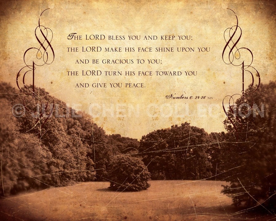 Scripture Art, Inspirational Art, Bible Verse Art, Christian Art : The Lord Bless You - (Numbers 6) 8x10 Fine Art Print