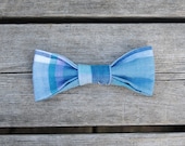 Blue Plaid Bow Hairclip set of 2