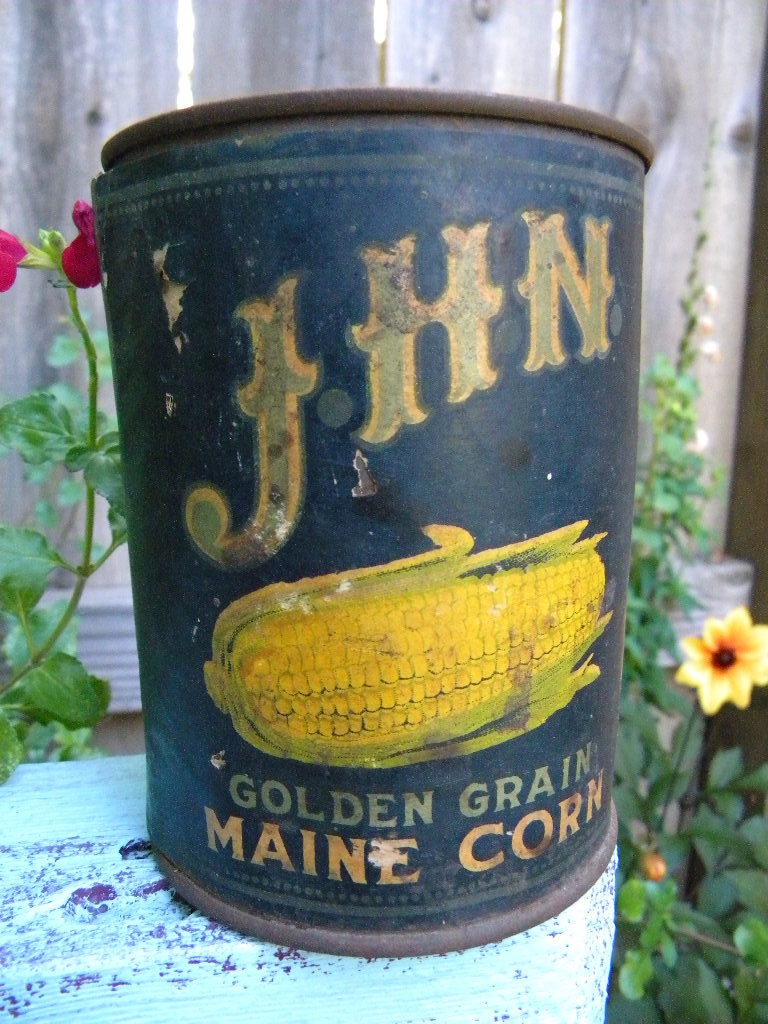 Antique JHN Tin Corn Can