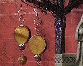 Carmilla's Coffin- tigers eye and red horn earrings