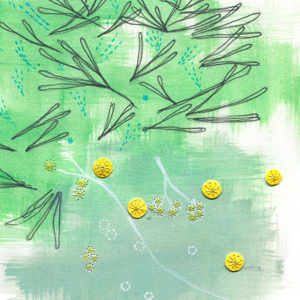 archival fine art giclee print . plant life . yellow buds