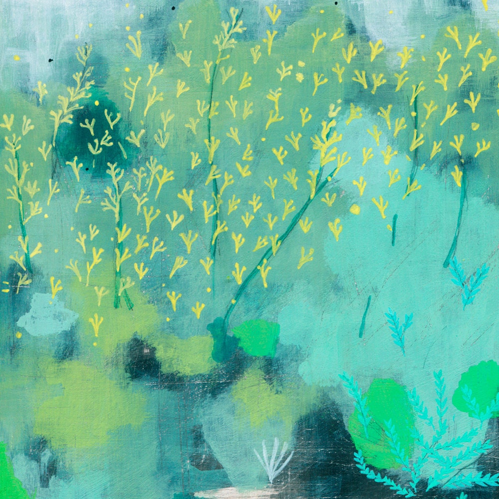 archival fine art giclee print . semi abstract landscape . kangaroo paw