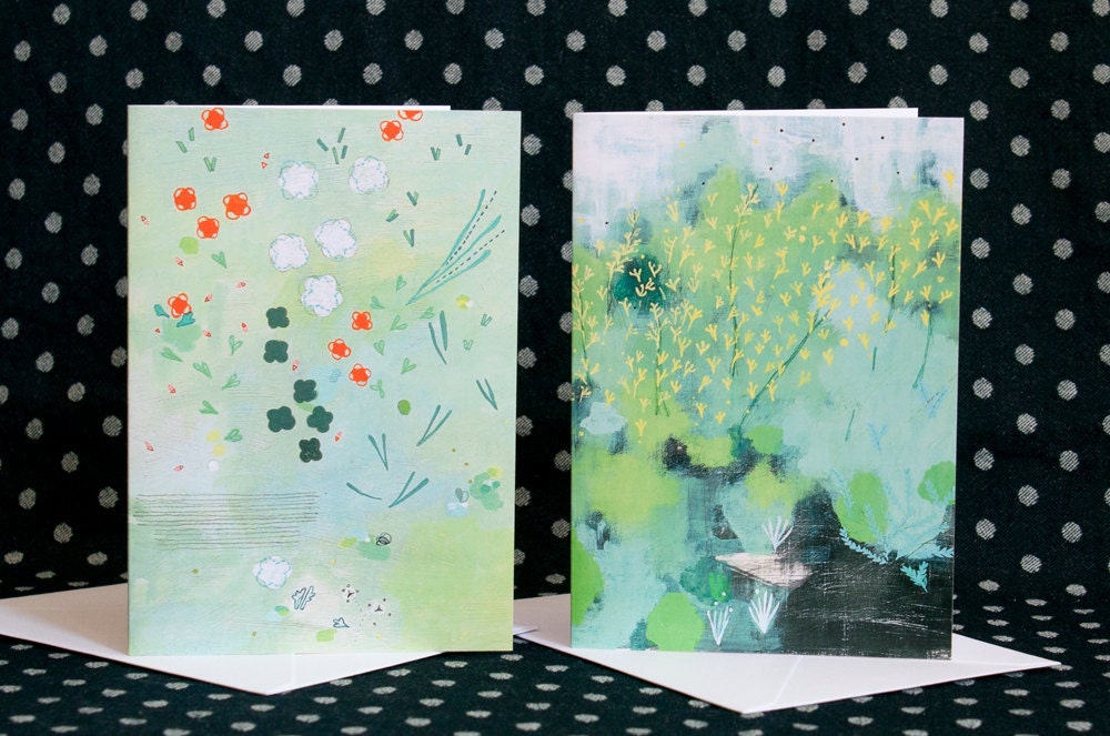 gift cards, blank .  set of 2 . orange flowers and kangaroo paw