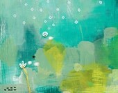 archival fine art giclee print . semi-abstract landscape mixed media . mist garden 1