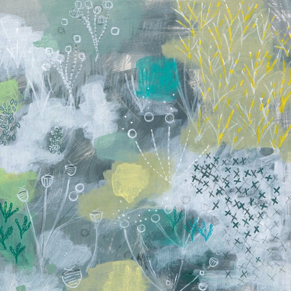 archival fine art giclee print . semi abstract landscape . grasses