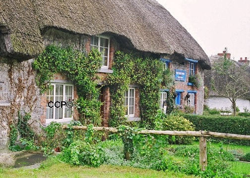 Ireland Cottage Photography Thatched Landscape Fence Home Office Decor 8 x 10 Fine Art Print