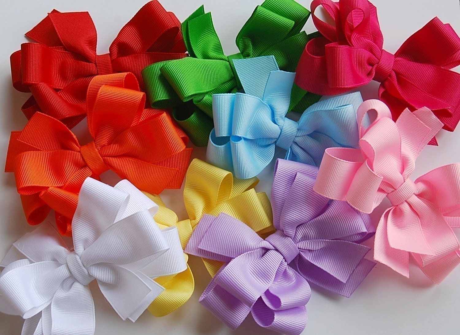 set of 9 RAINBOW PLUS hair bow clippies