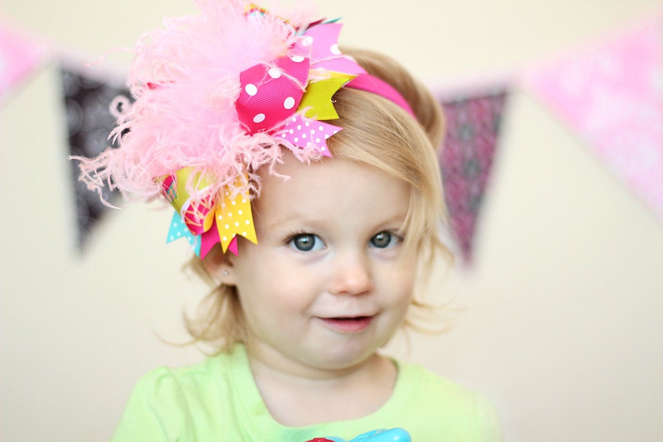 boutique SPRING FLING over the top hair bow with headband