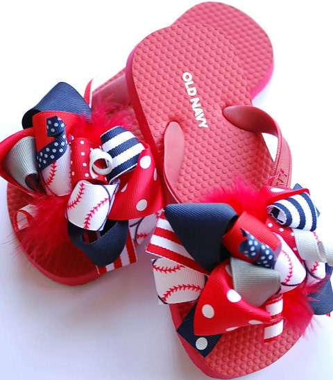 boutique MATCH your favorite SPORT team FUNKY fun flip flop bow sandals