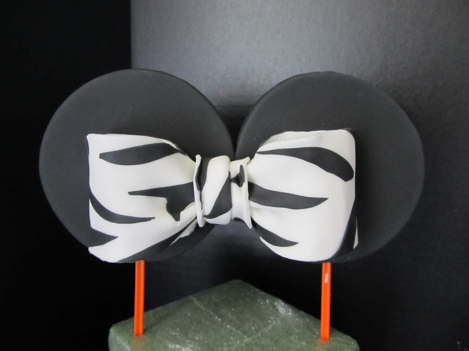 Zebra Minnie Mouse Inspired Fondant Cake Toppers
