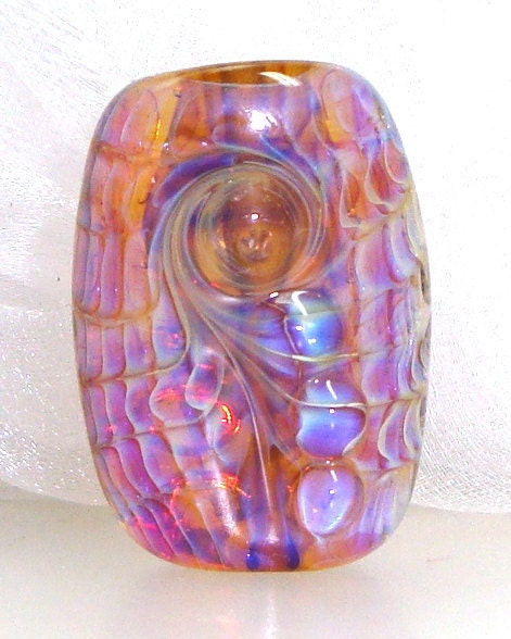Handmade Lampwork Bead Silver Glass Amber Rose Gold Topaz Pink Raspberry Lilac Lavender Blue Violet -- The Stars of the Sea