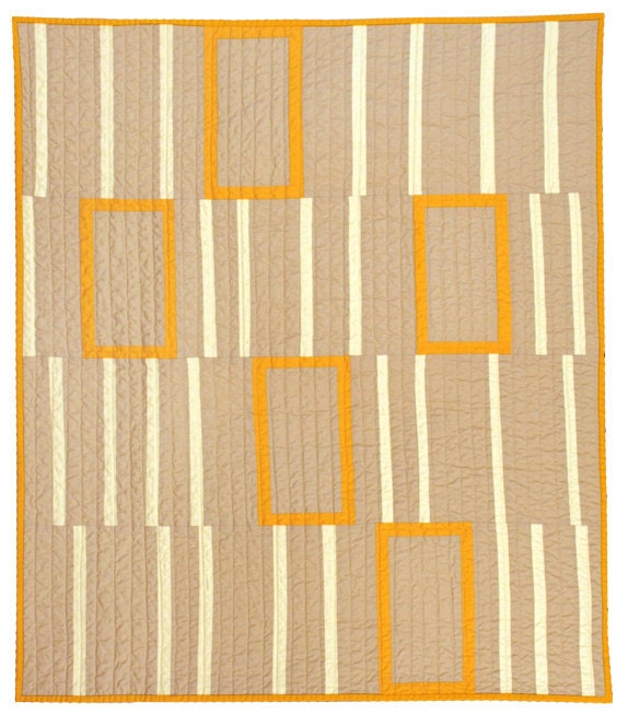 Graphic Modern Crib Quilt - Orange Boxes