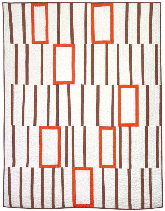 Modern Quilt - Empty Boxes (Tangerine)