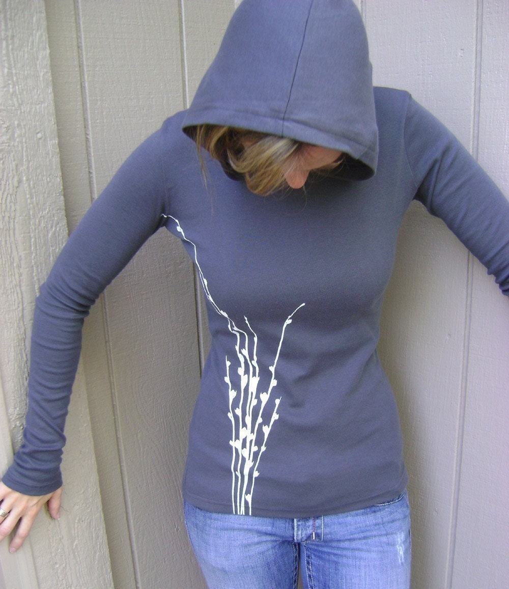 S, M, L, XL - Twigs Long Sleeve Hoodie in Gray