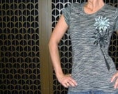 S, M, L, XL - Flirty Flowers Striae Short Sleeved Tee in Granite