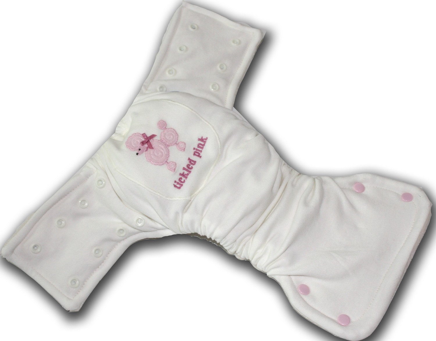 Tickled Pink - M/L Organic Bamboo Velour Fitted Cloth Diaper