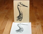 Sandhill crane (close-up) - mounted rubber stamp