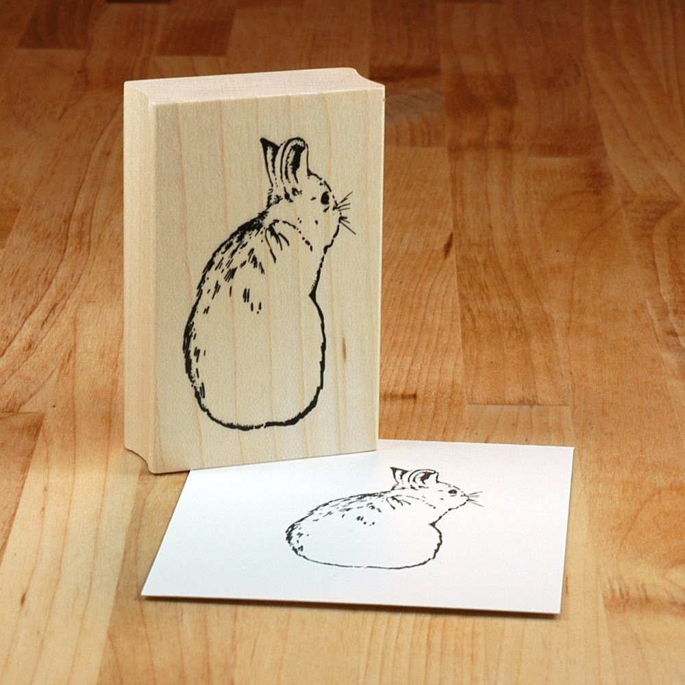 Snowshoe Hare backside (facing right) - Mounted Rubber Stamp