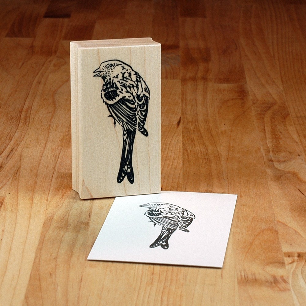 Redpoll - mounted rubber stamp