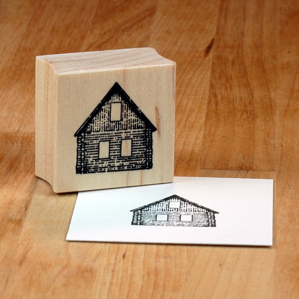 simple log cabin - mounted rubber stamp