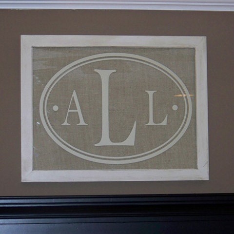 Monogram Oval with Initials Vinyl Wall Decal Sized for 16x20 Frame or Mirror