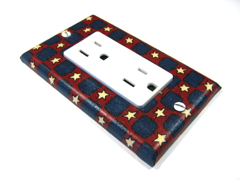 Red Blue Checkerboard Patriotic Home Decor Decora Light Switch Plate Cover Switchplate Country Kitchen Decoration LAST ONE 433