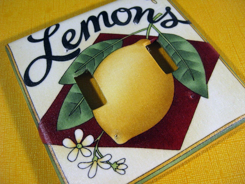 Lemon Citrus Kitchen Decor Light Switch Plate by ModernSwitch