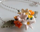 Tropical Blossom Flower Necklace - Polymer Clay