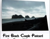 First Beach Walking Couple Postcard
