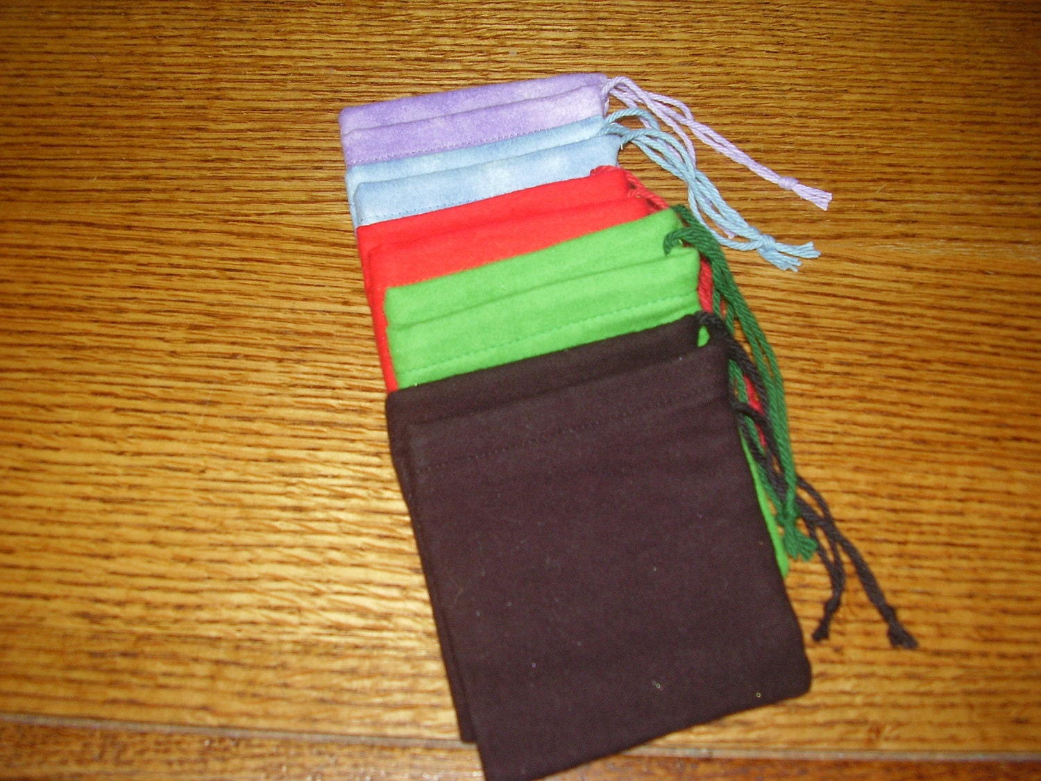 Set of 10, Solid Flannel Cotton Hoo Doo / Mojo Bags / Jewelry Pouches