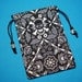 Skull Pouch Adorned with Cast Skull Beads, Fully Lined in Silk, Tarot Pouch, Tarot Bag