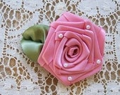 Rose Brooch Pin Handmade Light Rose Pink