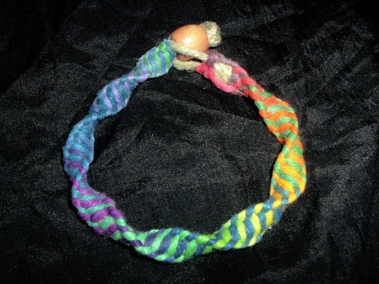 D.N.A. Strand Hemp Bracelet made with Phat Thick Rainbow Variagated Tye dye Vegan Hemp Jewelry