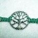 Celtic Tree of Life Hemp Bracelet - Hemp Jewelry - Green Hemp and Silver Tree Pendant