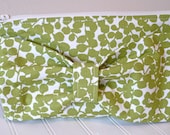 Grass Green Leaves Zippered Wristler with Bow Detail Made to Order Ships Within 2 Business Days