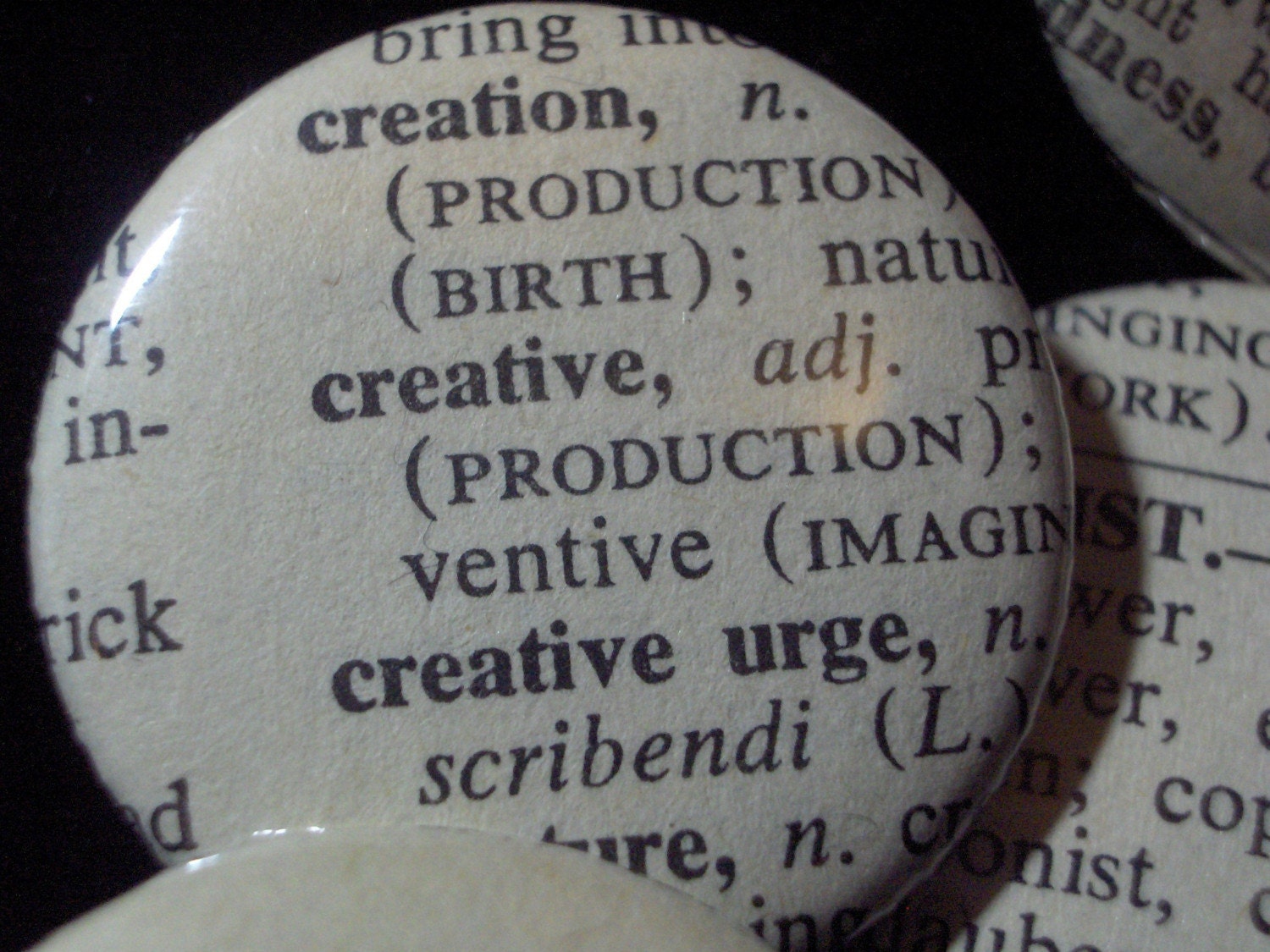 Vintage Dictionary Custom Button - You Pick the Word