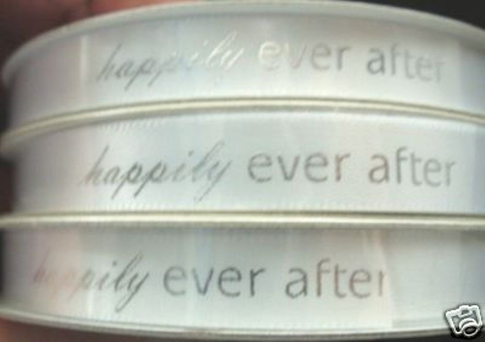 15 yards Wedding Ribbon, Happily Ever After, white satin