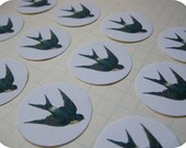 50 Round Vintage Barn Swallow Stickers