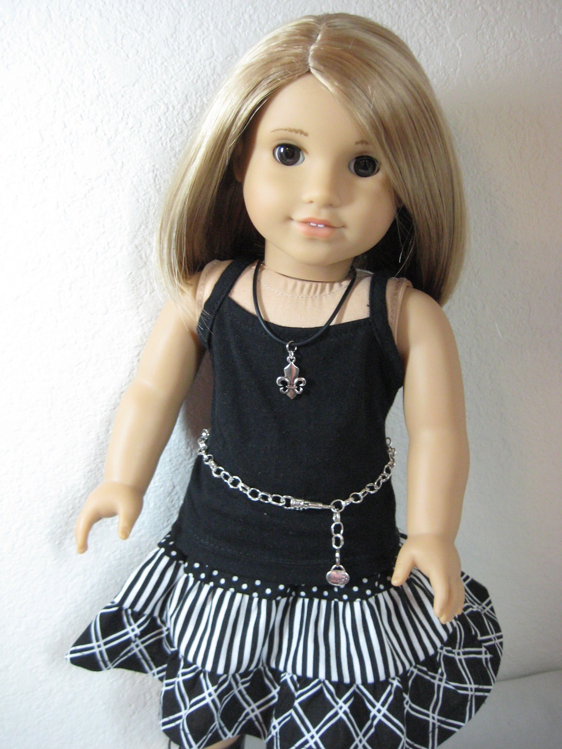 CLOSE OUT SALE 18 inch Doll Clothes American Girl Black and White Tiered Skirt Outfit