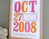 Birth Date Print, custom baby print, modern nursery art, kids wall art, personalized baby print, adoption print, name print, CUSTOM, 11x14