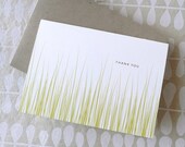 Fresh Cut Grass thank you notes cards personalized stationery, natural, kraft paper, green, SET OF 10