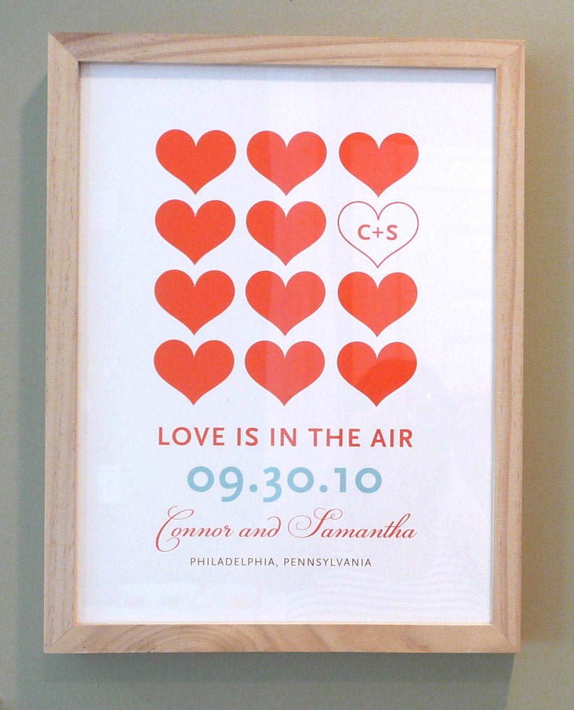 Love is in the Air Wedding Print modern wall art poster custom - 11x14