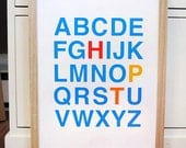 Alphabet Print with Initials in Helvetica modern nursery art poster custom - 11x14