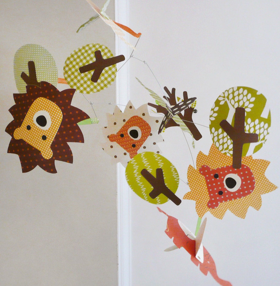 Safari Mobile, elephant mobile, modern baby mobile, nursery decor, baby room, custom baby mobile, paper mobile, graphic mobile, nursery art