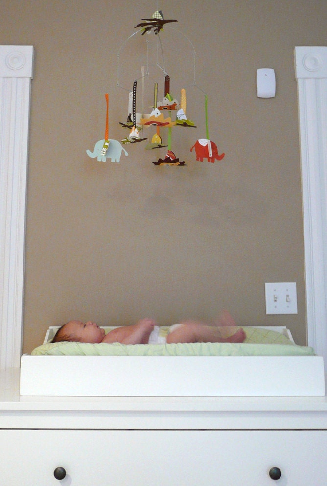 Safari Mobile, elephant mobile, modern baby mobile, nursery decor, baby room, custom baby mobile, paper mobile, graphic mobile, nursery art
