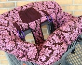 Pink Chocolate Damask Boutique Reversible Shopping Cart Cover - Fits ALL Carts