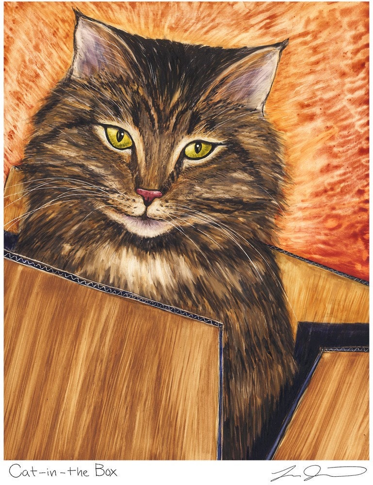 Cat in the Box Tabby Print
